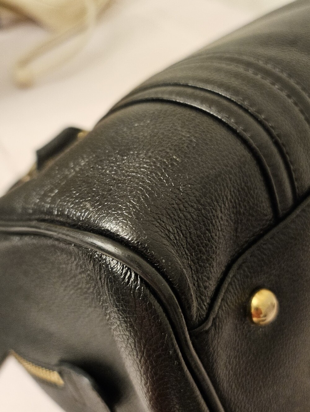 MCM Black Pebbled Leather Boston Bowler Satchel – Gold Hardware - Picture 15 of 16